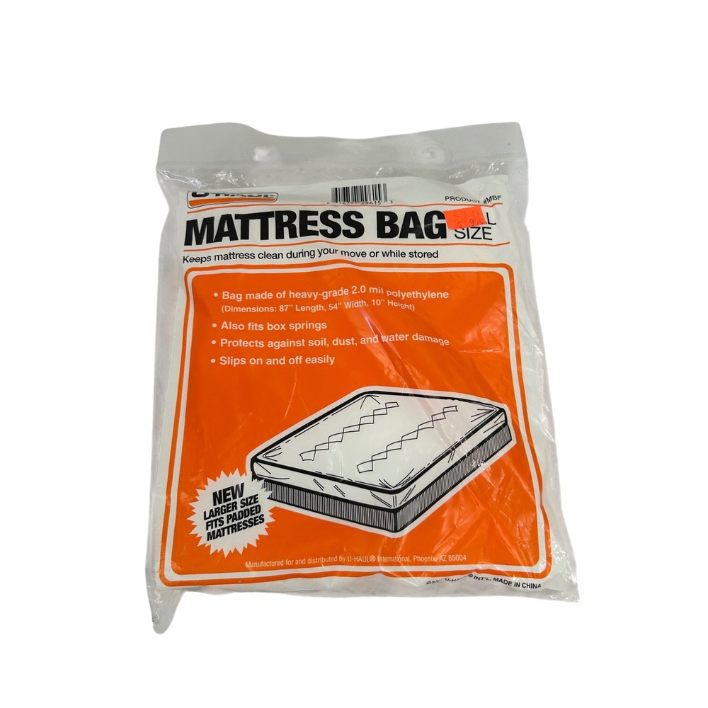U-Haul 1997 vtg new Mattress Bag Full Size Heavy Duty Polyethylene Moving Cover
